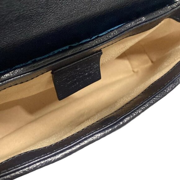 Auth GUCCI GG Marmont Quilted Leather Super Mini Bag 476433 Blue Dark Navy - Picture 12 of 16